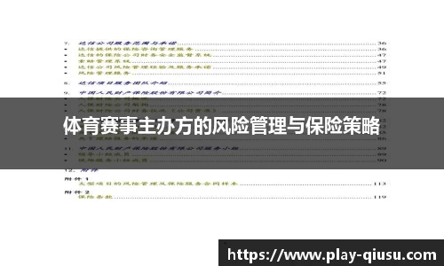 体育赛事主办方的风险管理与保险策略